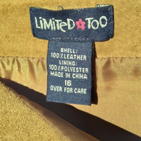 Limited Too Vintage 90's 3 Shades of Brown Suede Patchwork Mini Skirt Sz 16 - Picture 5 of 7